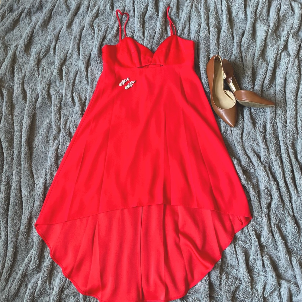 BCBGMAXAZRIA- Red High-low dress